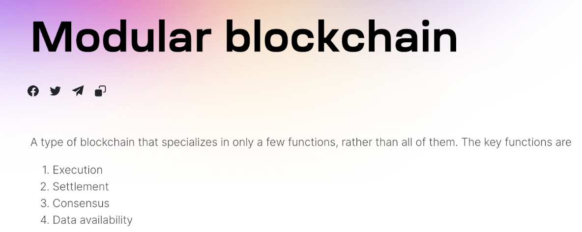 Modular blockchain definition